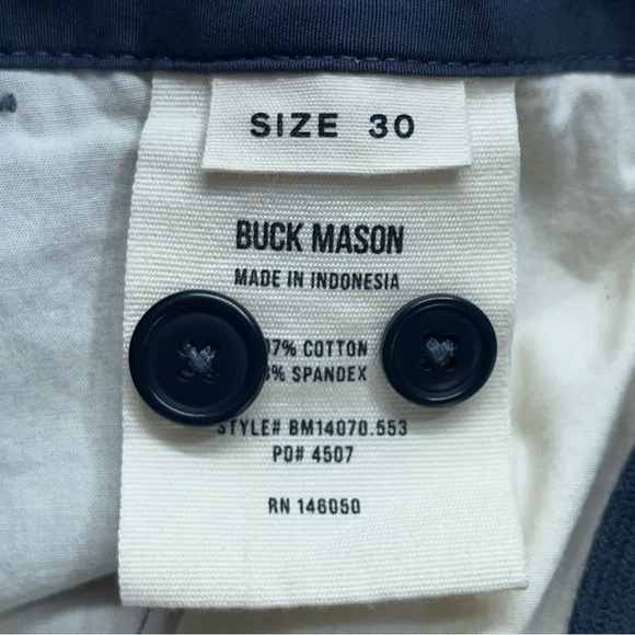 Buck Mason Deck Shorts Mens Size 30 Blue Cotton Spandex 7” Inseam Drawstring - Picture 4 of 11